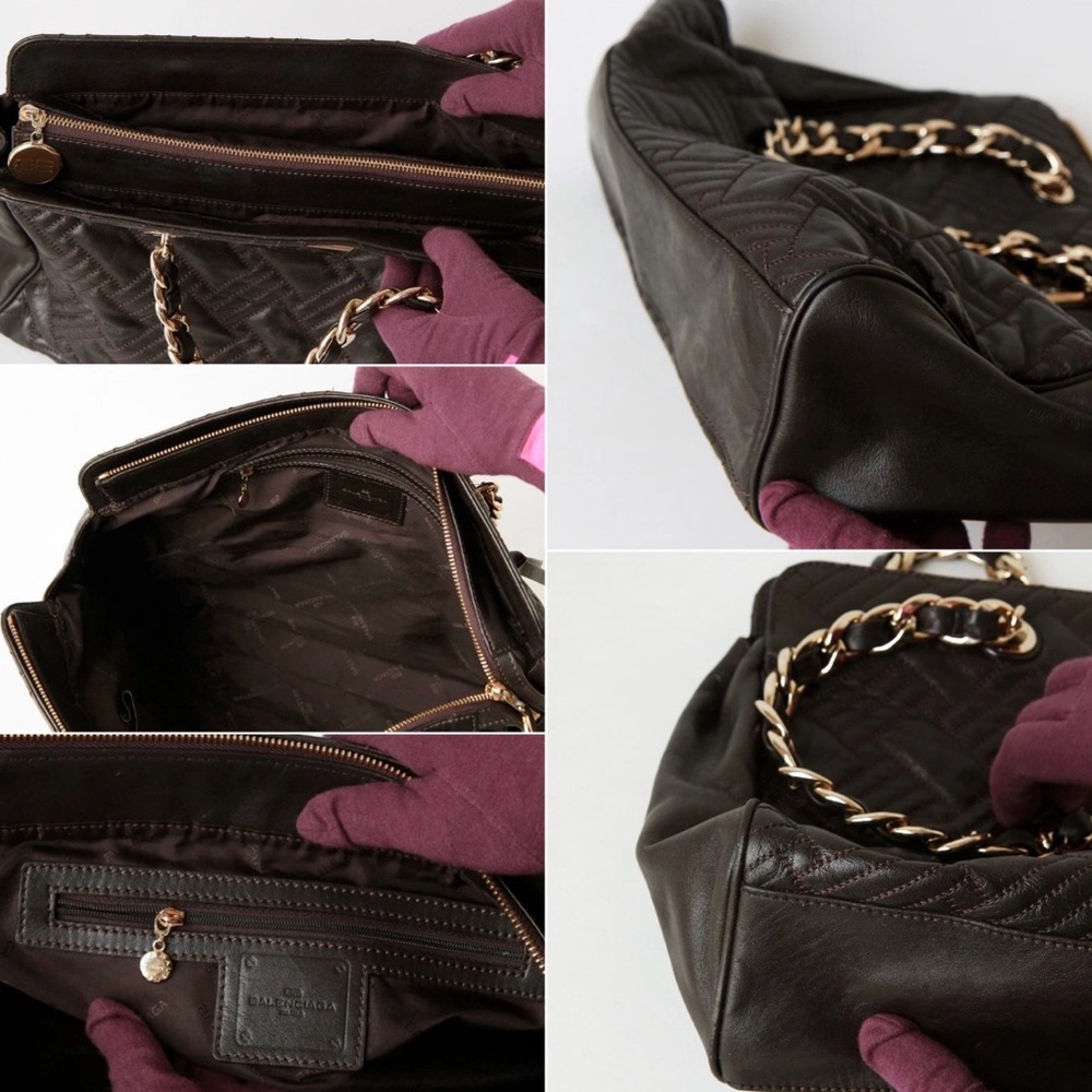 Beautiful!! Balenciaga Dark Brown Quilted Shoulder Bag - Picture 6 of 6